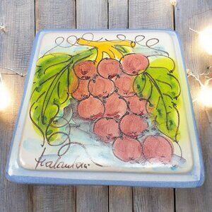 FRATANTONI Vietri Italy Hand Painted Art Pottery Tile Fruit Grapes Wall TRIVET